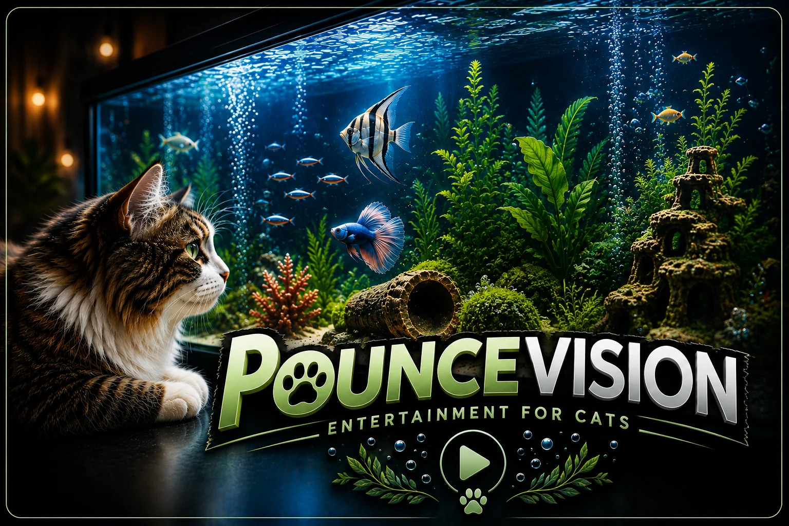 Cat watching an aquarium